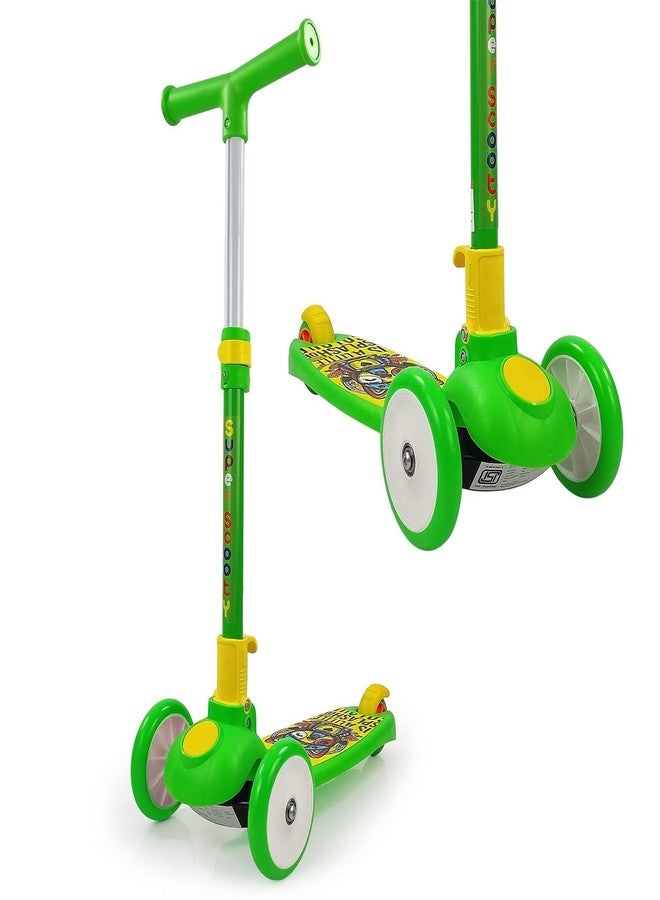 Zyamalox Funlittle Adaptable Kids Kick Scooter: 3 Adjustable Heights, Foldable Design, Stylish PVC Wheels, Rear Brakes, Ages 3+, 40 kg Weight Limit, (Green) - Image 1